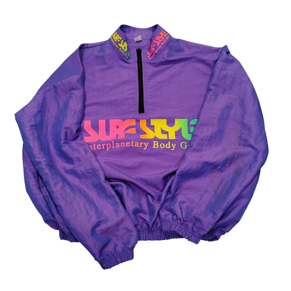 VTG 90's Surf Style Interplanetary Body Gear Iridescent Purple Windbreaker OneSZ